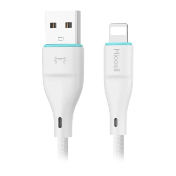 Kabel USB-A - Lightning, 2,4 A, 1 m, biały, Miccell, MIC-004028