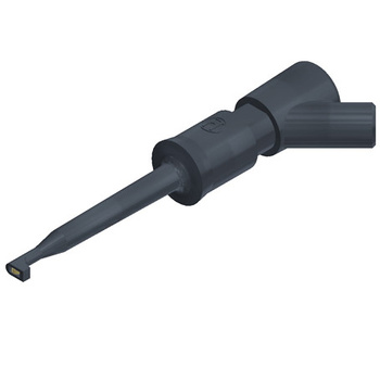 Chwytak haczykowy miniaturowy 66mm z gniazdem 2mm, czarny