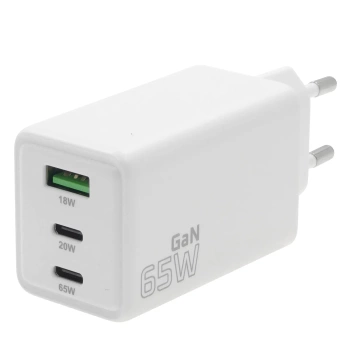 Ładowarka USB, ładowarka sieciowa USB, 2xUSB-C PD PPS QC4 65W, everActive GaN SC-655Q