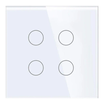 Włącznik poczwórny Smart 600W WiFi i Bluetooth - dotykowy szklany panel biały - podtynkowy - TAWOIA Smart Home
