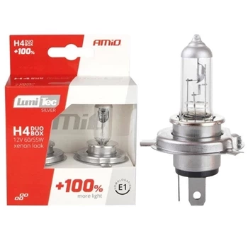 Żarówka samochodowa halogenowa H4 12V 60/55W LumiTec SILVER +100%, 2 szt AMIO-01402