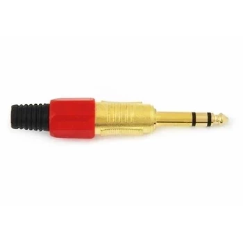 Wtyk jack 6.3 stereo złocony HQ czerwony