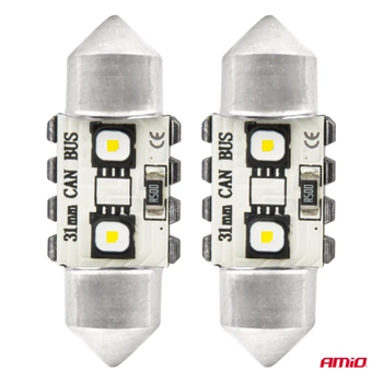 Żarówka samochodowa LED CANBUS Festoon C5W 31mm 12V / 24V AMIO-04247, 2szt