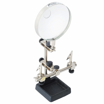 Uchwyt montażowy typu "Trzecia ręka" z lupą 90mm 2.5X / 4.5X, Proskit SN-392