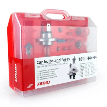 Żarówka samochodowa halogenowa H4x2 12V z zestawem żarówek i bezpieczników, 18szt