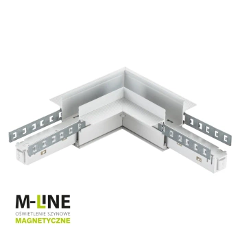 Łącznik kątowy do szyny magnetycznej poziomy podtynkowy biały M-LINE