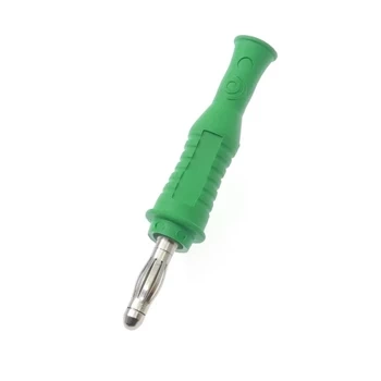 Wtyk izolowany 4mm lamelkowy przykręcany, elastyczna osłona z odgiętką, zielony