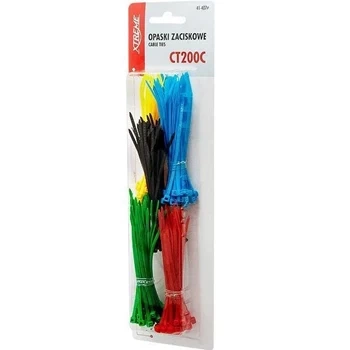 Opaski zaciskowe 100 i 200 mm, kolorowe, zestaw 200 szt., Xtreme CT200