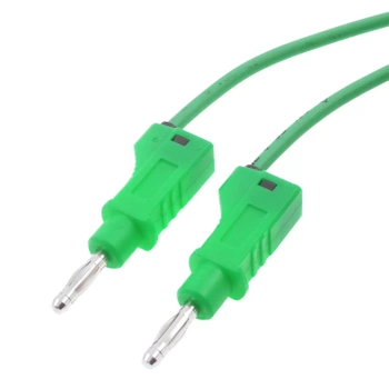 Przewód silikonowy 1mm2 z 2 wtykami prostymi 4mm 20A z dodatkowym gniazdem 4mm, 1.5m zielony