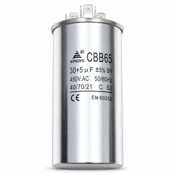 Kondensator podwójny do klimatyzacji 30+5µF 450VAC, CBB65, HERM/FAN/C, Ø50 × 100 mm, EPERS