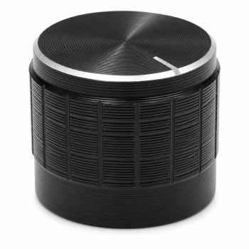 Gałka aluminiowa do potencjometru na oś 6mm - 20x16mm - czarna, srebrny znacznik - GCL20