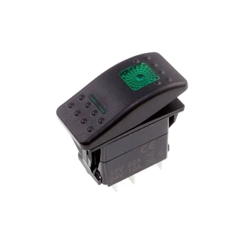 Przełącznik klawiszowy ON-OFF 2-pozycyjny 5-pin z 2 zielonymi diodami LED 12–24 V DC