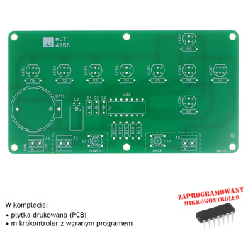 Energooszczędna bezprzewodowa strzałka LED zasilana z baterii CR2032, PCB i mikroprocesor do projektu AVT6055