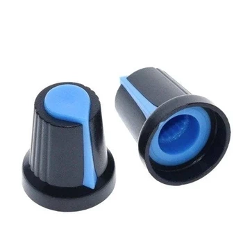 Gałka do potencjometru na oś 6mm - 16x17mm - czarna, niebieski znacznik
