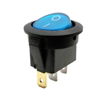 Przełącznik kołyskowy okrągły podświetlany 3-pin 6A 230V niebieski