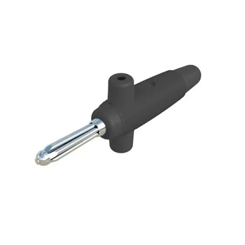 Wtyk izolowany 4mm z otworem 4mm, lutowany 30A, czarny Buela 300