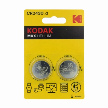 Bateria CR2430 3V Kodak Max Lithium 2szt, blister