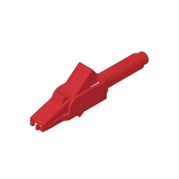 Krokodylek izolowany, rozwarcie 8.5mm, gniazdo 4mm, czerwony