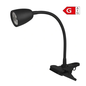 Lampka LED z klipsem czarna, 4 W, 320 lm, 4000 K, zasilanie 230V
