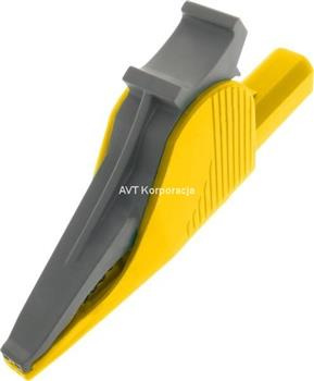 Krokodylek bezpieczny, rozwarcie 32mm, gniazdo 4mm, żółty