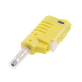 Wtyk bezpieczny 4mm z tuleją ruchomą i gniazdem 4mm do połączeń wieżowych, szybkozłącze, żółty