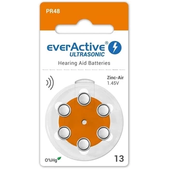Baterie cynkowo-powietrzne do aparatów słuchowych typ 13 / PR48, 6 szt., everActive ULTRASONIC