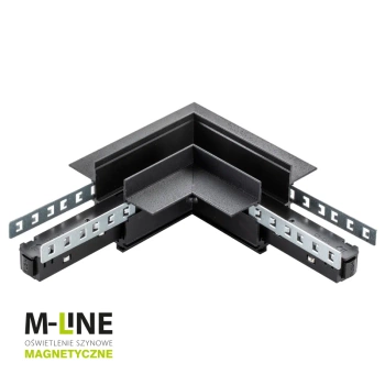 Łącznik kątowy do szyny magnetycznej poziomy podtynkowy czarny M-LINE
