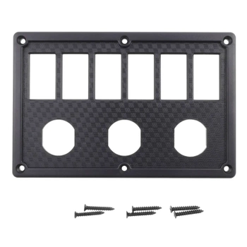 Ramka panelowa na 6 przełączników i 3 gniazda, czarna 183 × 120 mm