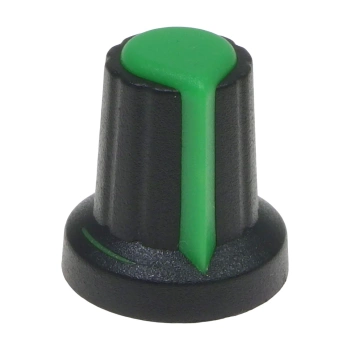 Gałka do potencjometru na oś 6mm - 16x17mm - czarna, zielony znacznik