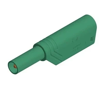 Wtyk bezpieczny 4mm z gniazdem 4mm, przykręcany, 24A, zielony