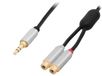 Kabel wtyk jack 3.5 stereo - 2x gniazdo RCA, rozgałęziacz 15cm