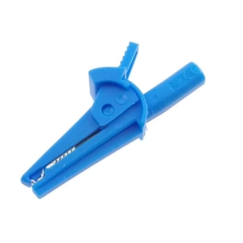 Krokodylek bezpieczny, rozwarcie 11mm, gniazdo 4mm, niebieski