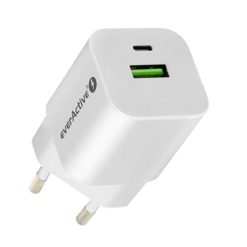 Ładowarka USB, ładowarka sieciowa, szybkie ładowanie QC3.0 + USB-C PD PPS 30W, everActive GaN SC-390Q