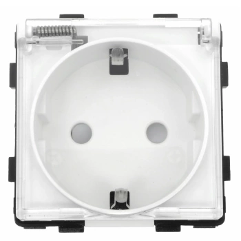 Moduł - Gniazdo elektryczne Schuko IP44 z klapką - biały - Tawoia Glass