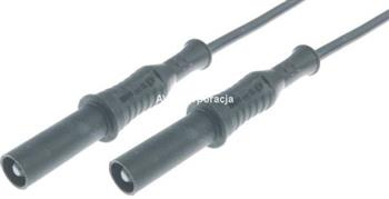 Przewód PVC 1mm2 z 2 wtykami bezpiecznymi 4mm 20A prostymi, 1m czarny