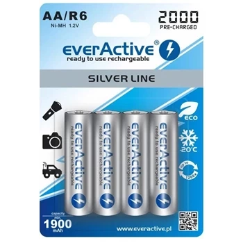 Akumulatory Ni-MH R6 / AA 1,2 V 2000 mAh, ready to use, 4 szt., Silver Line, everActive EVHRL6-2000