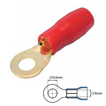 Końcówka oczkowa izolowana M8 25mm² - złocona - końcówka kablowa SGE
