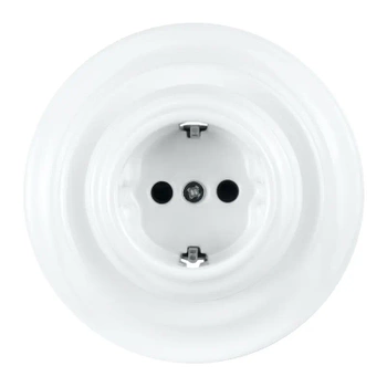 Gniazdo elektryczne Schuko okrągłe białe ceramiczne podtynkowe z ramką - Ceramic Loft