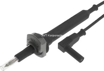 Przewód pomiarowy silikonowy, wtyk kątowy bezpieczny 4mm, 20A, 1.2m czarny