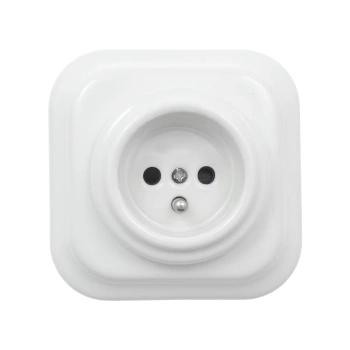 Gniazdo elektryczne ceramiczne kwadratowe z ramką, montaż podtynkowy, kolor biały Ceramic Loft