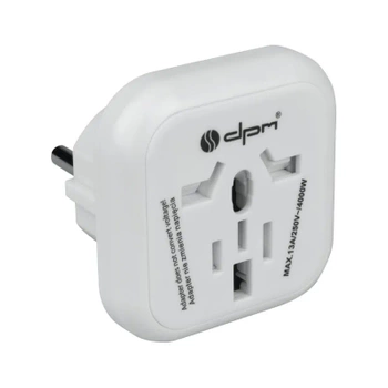 Adapter podrozny na wtyk europejski, gniazdo uniwersalne, 250 V 10 A, bialy, DPM PF01EU-W