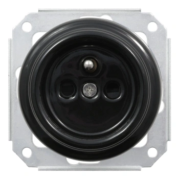 Gniazdo elektryczne ceramiczne okrągłe bez ramki, montaż podtynkowy, kolor czarny Ceramic Loft