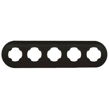 Ramka pięciokrotna do gniazd i łączników, plastikowa, czarna, otwór okrągły, seria Soul OVAL