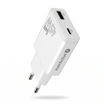 Ładowarka sieciowa GaN 45W USB-C PD + USB-A QC3.0 - super slim everActive SC-460Q