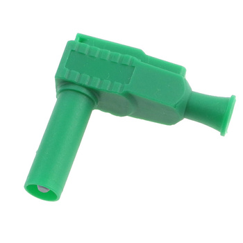 Wtyk bezpieczny 4mm z tuleją stałą kątowy 20A 1000V CAT III, zielony