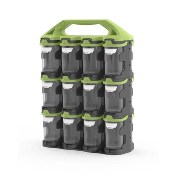 Organizer warsztatowy Q2x24 QuestSystem - 24 wkłady Q2, 32 x 13 x 42 cm, uchwyt oliwkowy
