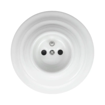 Gniazdo elektryczne ceramiczne okrągłe z ramką, montaż podtynkowy, kolor biały Ceramic Loft