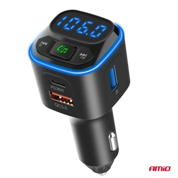 Transmiter FM USB-A + 2xUSB-C, AMIO-04651