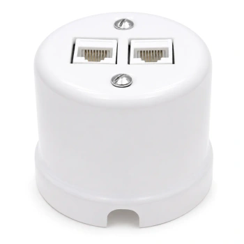 Natynkowe gniazdo Ethernet Cat.5e x2 ceramiczne białe Ceramic Classic Loft