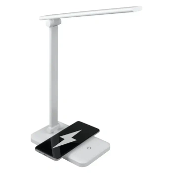 Lampka biurkowa LED z ładowarką indukcyjną DTLL50W DPM, 3,6 W, 142 lm, 6000 K, wyjście USB, biała